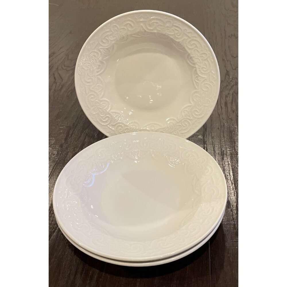 Tabletops Unlimited Battenburg Lace Rimmed Soup Bowl Bowls 9 Inch Set Of 3‎
